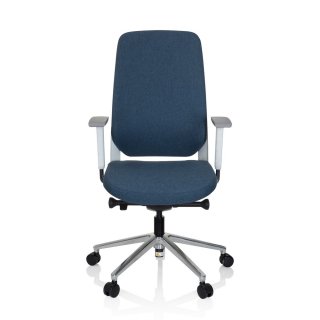 Bürostuhl / Drehstuhl CHIARO T4 WHITE Stoff blau hjh OFFICE