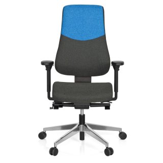 Bürostuhl / Drehstuhl PRO-TEC 600 Stoff dunkelgrau/hellblau hjh OFFICE