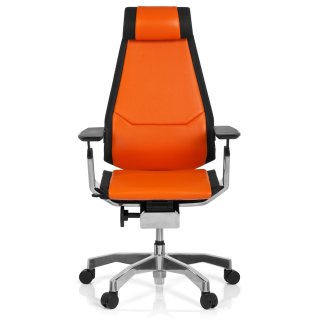 Bürostuhl / Drehstuhl GENIDIA PRO Leder orange hjh OFFICE