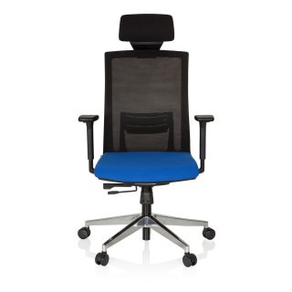 Bürostuhl / Chefsessel CAPTIVA Sitz Stoff / Rücken Netz schwarz / blau hjh OFFICE