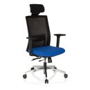Bürostuhl / Chefsessel CAPTIVA Sitz Stoff / Rücken Netz schwarz / blau hjh OFFICE