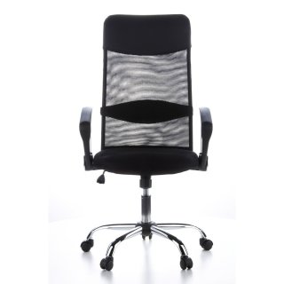 Bürostuhl Chefsessel Schreibtischstuhl / ARIA HIGH Netzstoff / Kunstleder schwarz Chrom hjh OFFICE
