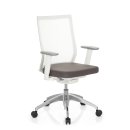 Bürostuhl / Drehstuhl ASPEN WHITE Netzstoff transparent / Sitz Stoff grau hjh OFFICE