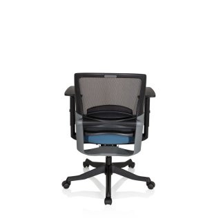Bürostuhl / Drehstuhl IKAST BASE Netzstoff schwarz / Stoff blaugrau hjh OFFICE