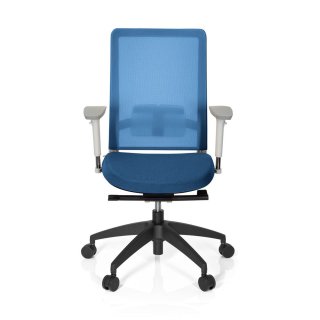 Bürostuhl / Drehstuhl PURE WHITE/Black Netzstoff / Stoff blau hjh OFFICE