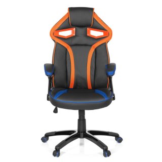 Gaming Stuhl / Bürostuhl GUARDIAN Kunstleder schwarz / blau / orange hjh OFFICE