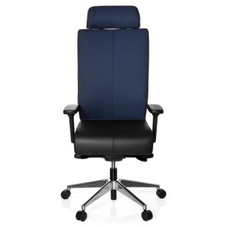 Bürostuhl / Drehstuhl PRO-TEC XXL Vollpolster/Leder blau/schwarz hjh OFFICE